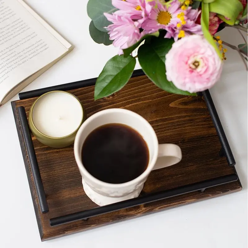Storage OrganizerWooden Tray With HandleWooden Trays For DecorationWooden Tray HandleWood Dinner Plate Tray Bread Wood Serving
