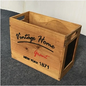 1920s Rustic Vintage Wood Storage Box with Chalkboard
