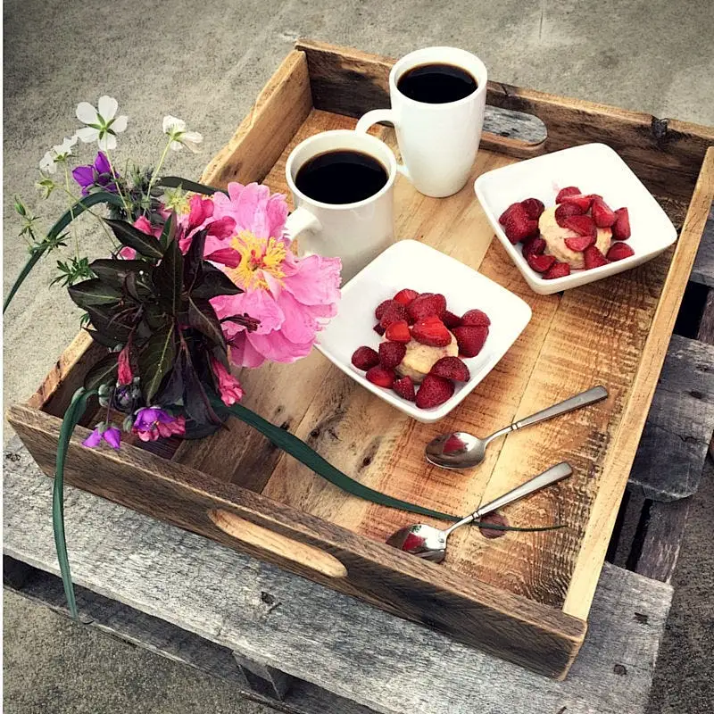 Antique Style Wooden Serving Tray- Reclaimed Wood Tray | Pallet Wooden Dry Fruit Tray