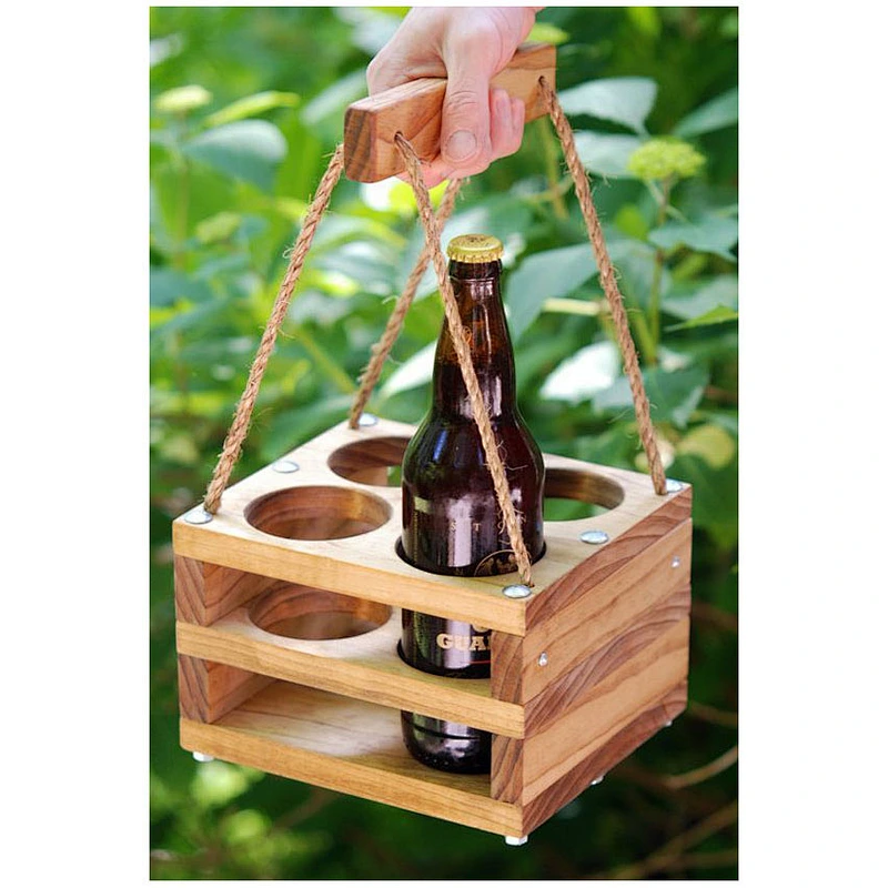 Wooden wine bottle holder, Wine Tote,  Wooden wine decorative holder 4 beer carrier 2020