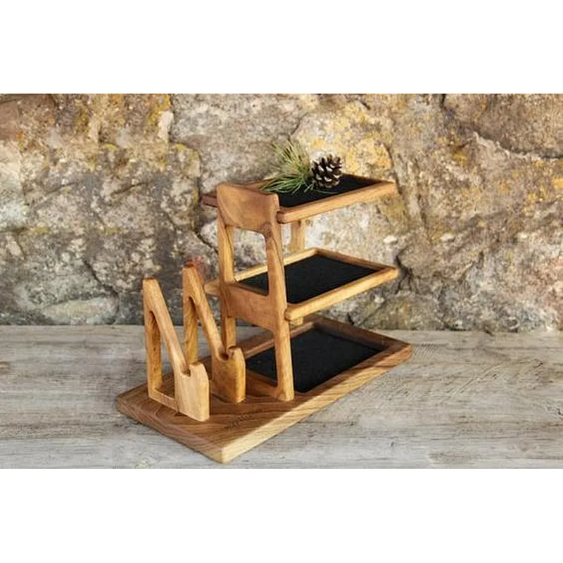 Wooden phone holder phone charging stand 3 layer