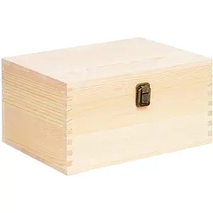 Extra Large Rectangle Unfinished Pine Wood Box Natural DIY Craft Stash Boxes