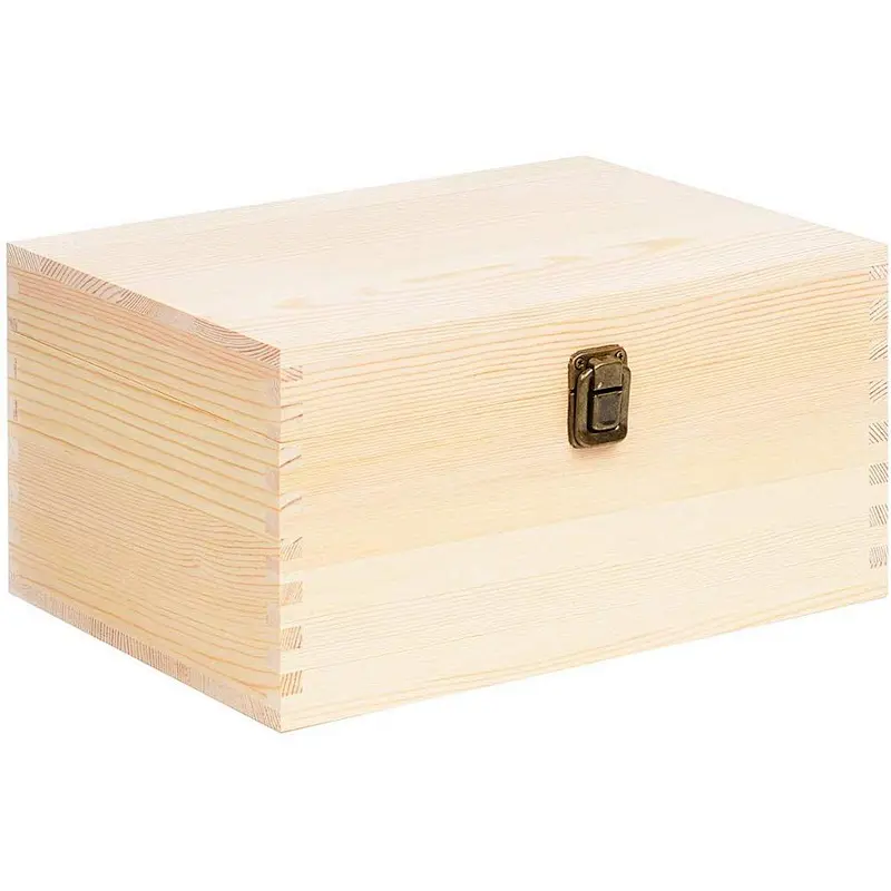 Extra Large Rectangle Unfinished Pine Wood Box Natural DIY Craft Stash Boxes