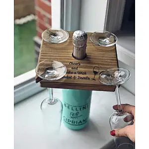 Personalized Wine Butler Custom Tasting Gift Wood Wine Tote   Lover Gift  Glass Holder