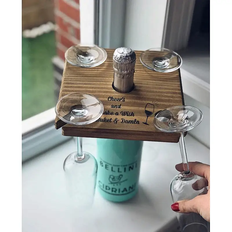 Personalized Wine Butler Custom Tasting Gift Wood Wine Tote   Lover Gift  Glass Holder