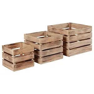 Stone & Beam Farmhouse Antique Wood Storage Basket Bins - Set of 3 Custom Wooden Crate Storage Box