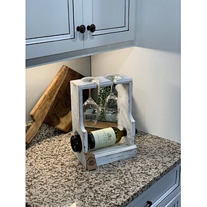 Wooden box- Wine Bottle tote- Wine Gift, Bar Decor
