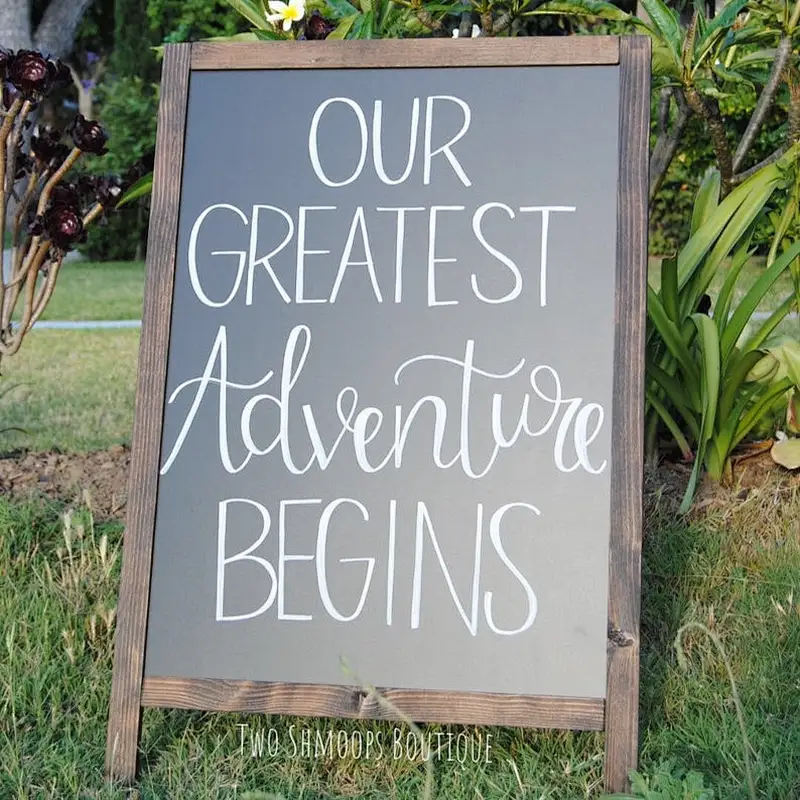 Chalkboard Easel - Wedding Chalkboard Sign   Sidewalk Chalkboard Wedding Sign Wooden sign