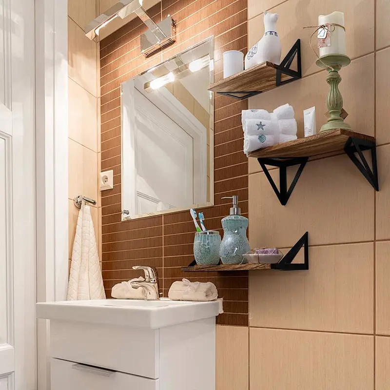 Floating shelves wall mounted cube shelf floating wall bathroom shelf with hooks wall mounted