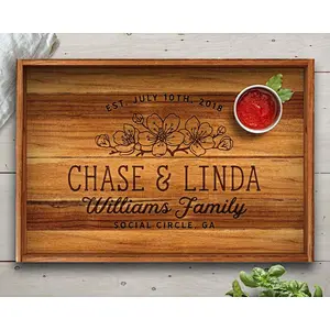 Boutique rustic style severa etiquette service trayWooden Tray With Metal HandlelWood Tray StandServing Trays for OttomansWooden