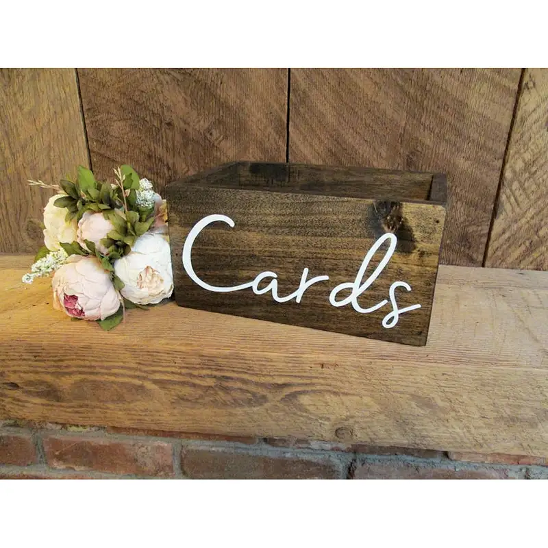 Rustic retro style boutique wooden wedding card storage gift box