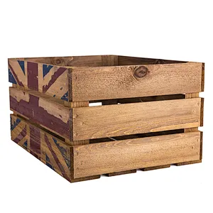 Union Jack Printed Large Wooden Crate