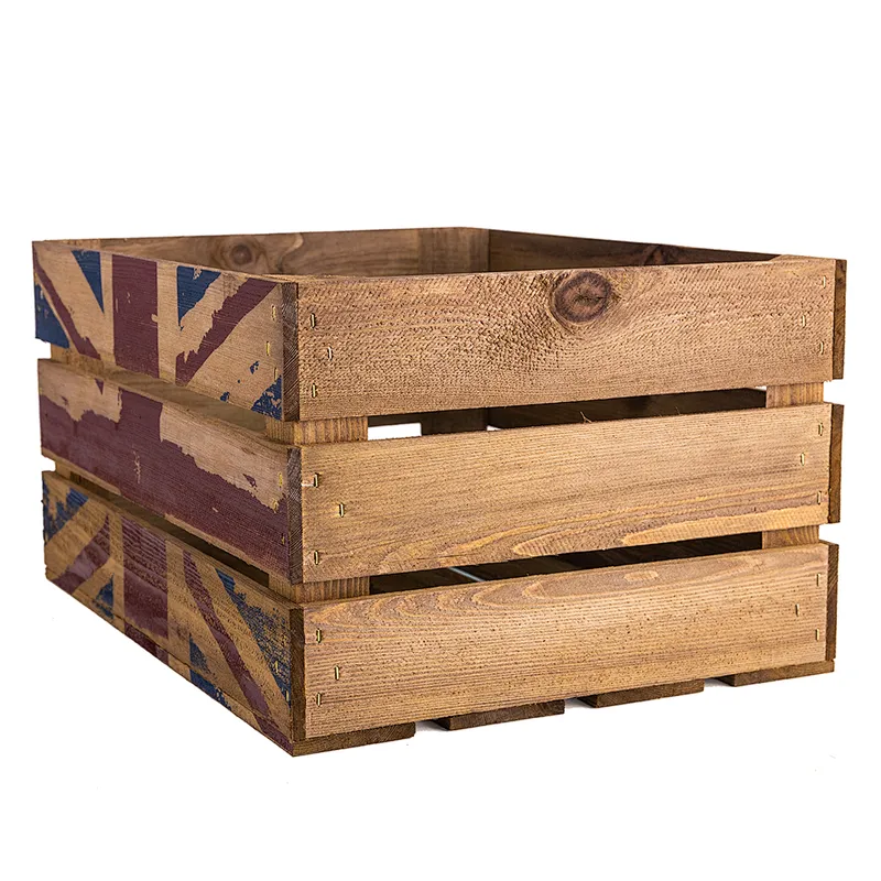 Union Jack Printed Large Wooden Crate