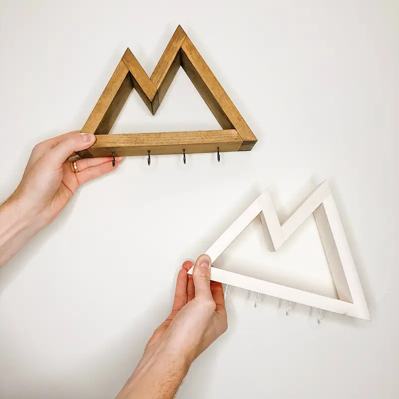 Geometric wall decor Wood mountain shelf key holder key hanger