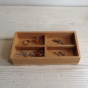 Divided wooden tray jewelry box handmade organizer valet catch all desk tidy storage makeup gift