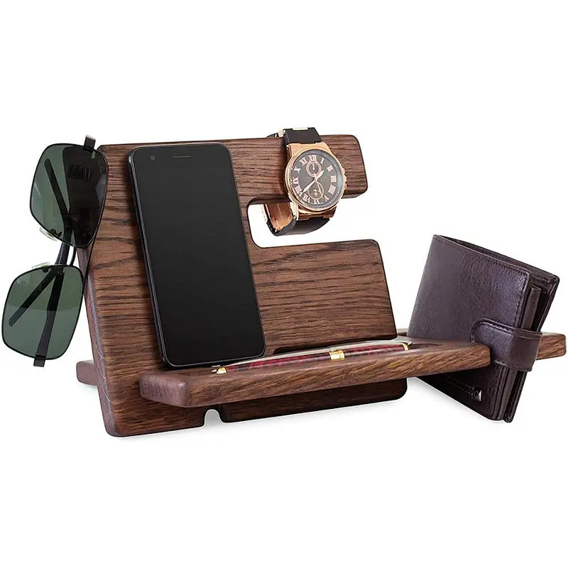 Mens wood phone docking station desk mobile phone holder wood phone docking station wireless charge