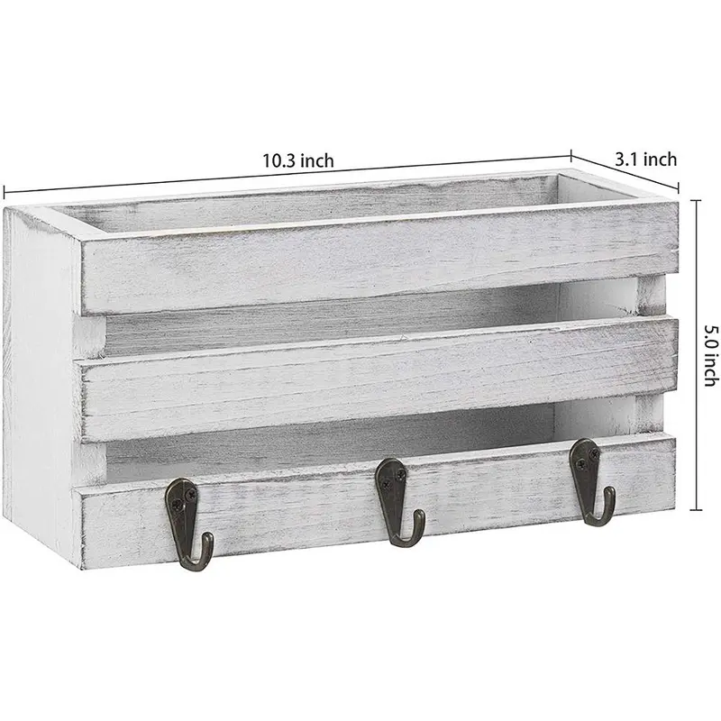Rustic wood floating wall shelves wall mounted storage shelf key shelf wall