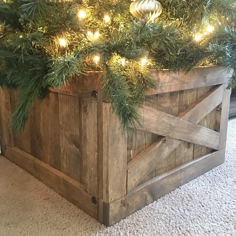 Wood Tree Skirt  Variation Farmhouse  Christmas Tree Box  Wood Tree Box