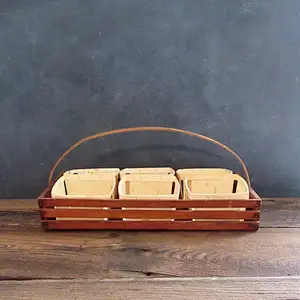 Vintage Wooden  Tote, Wooden Crate Carrier, Vintage Wood Tray with Handle, Farmhouse Decor