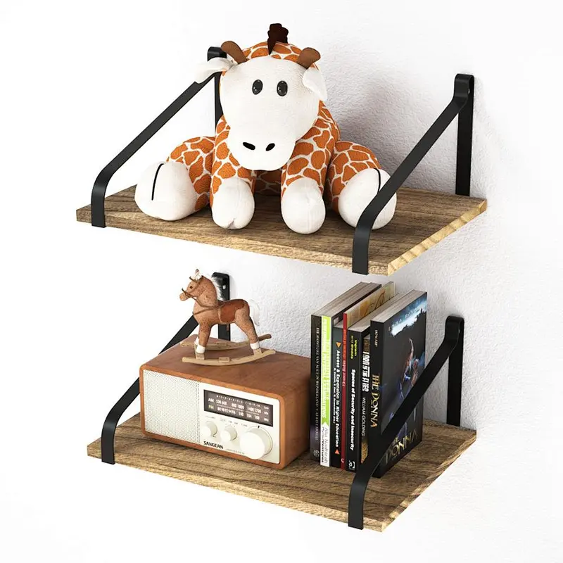 Floating Shelves Wall Mount Rustic Wood Wall Shelves with Large Storage L16.5 x W12 inch for Kitchen Living Room Bathroom