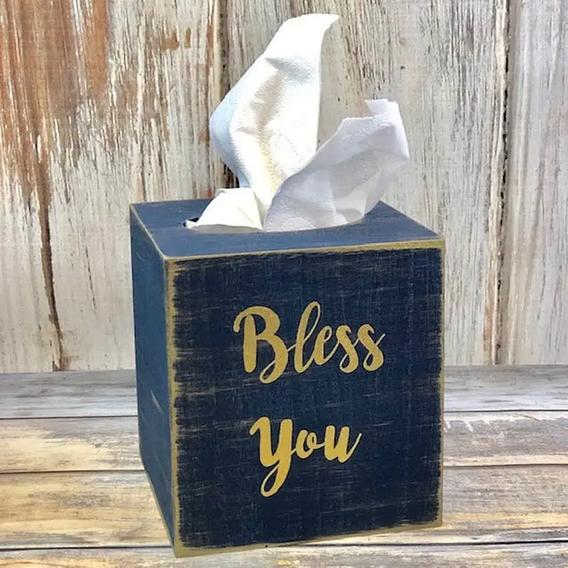 Wooden Tissue Box Cover - Rustic Bathroom Decor - Christmas Tissue Cover - Farmhouse Style Decor