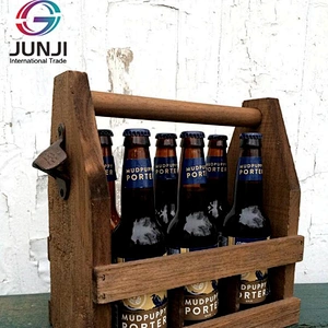 Rustic Farmhouse Wooden Beer Soda Caddy Bottle Carrier