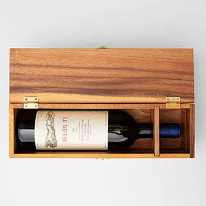 Wooden Wine Box for Gifts, Solid Wood with Hinged Lid 2020