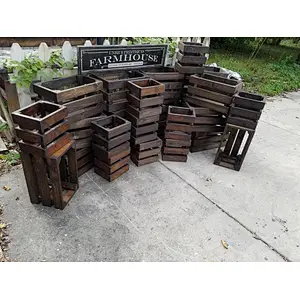 Rustic wholesale  delicate practical unfinished handiwork  home decoration cheaper wooden storage apple Crate country cottage