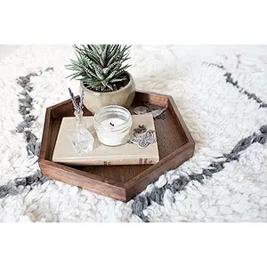 Wooden Hexagon Tray -Wood Jewelry Box Rustic Modern Decor Makeup Handmade Geometric