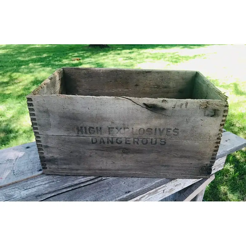 Rustic style original high explosive wooden crate