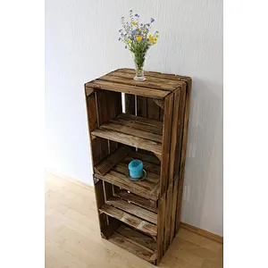 Apple Crate with Short Shelf Burnt Wood Custom Wooden Crate Storage Box