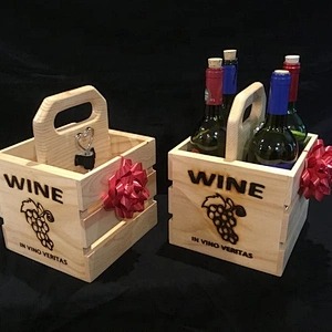 Wooden wine bottle holder, made with heart, 100% natural materials-Wine Gift Crate