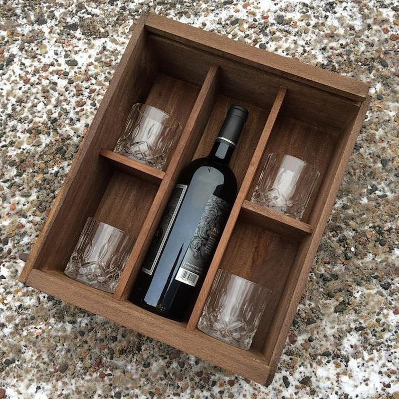 Personalized Wooden Whiskey and Wine   Box for Gift