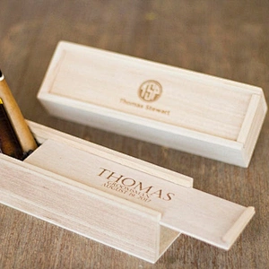 Natural Wooden  Box For Wine Cigar Engraved Logo