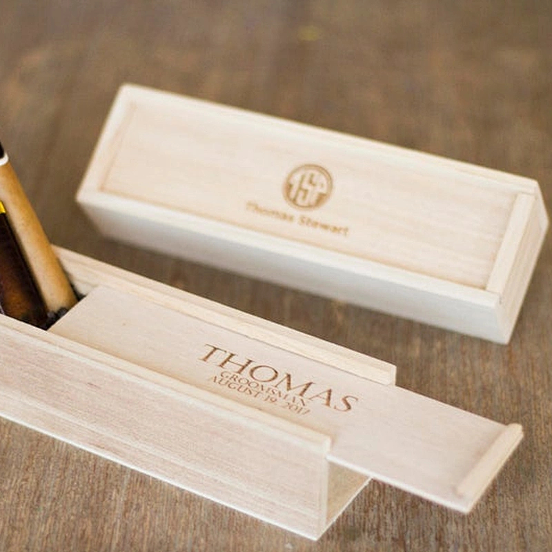 Natural Wooden  Box For Wine Cigar Engraved Logo