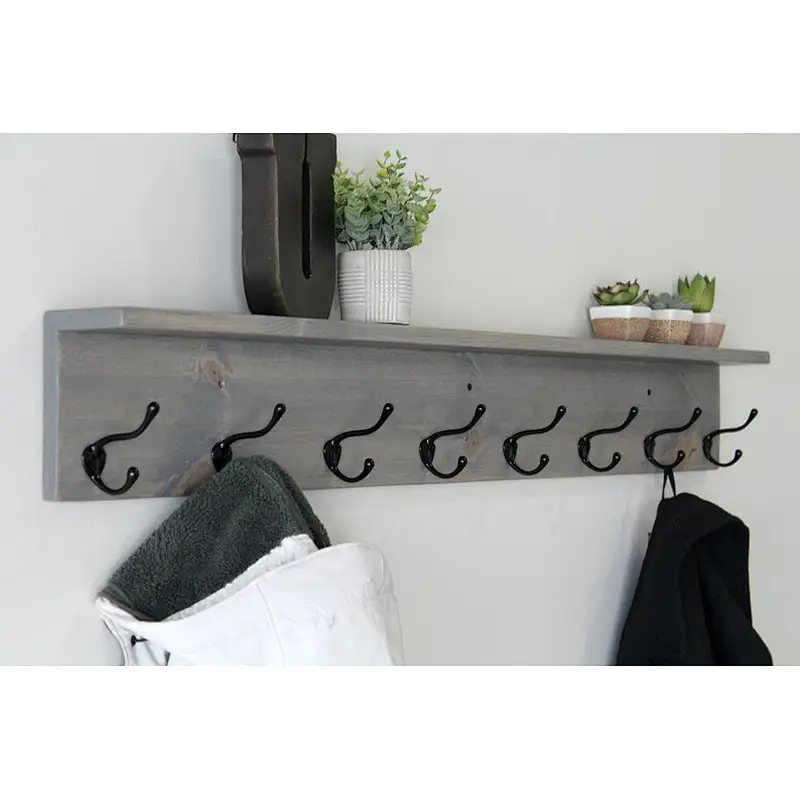 Wall shelf with hooks  book shelf wooden wall mounted shelf wall floating for bedroom