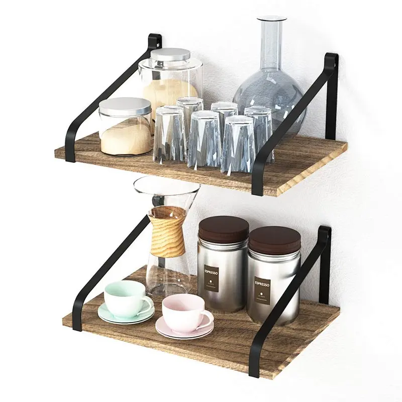 Floating Shelves Wall Mount Rustic Wood Wall Shelves with Large Storage L16.5 x W12 inch for Kitchen Living Room Bathroom
