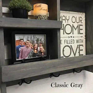 Entryway Shelf with Metal Hooks Wall Organizer