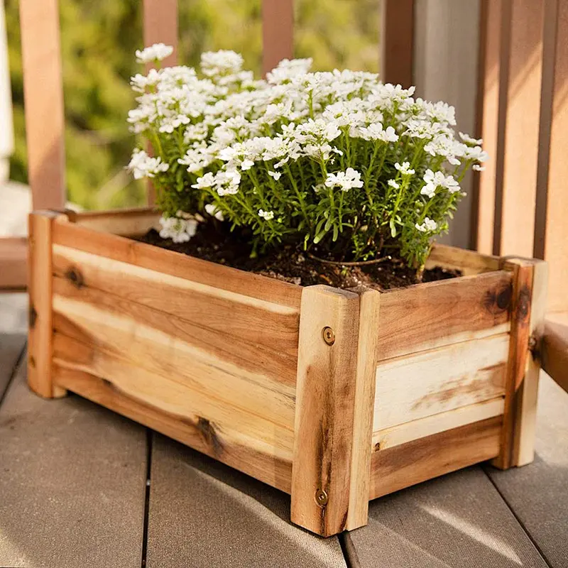 Wooden Planter Box Rectangle Shape for Garden Patio or Window