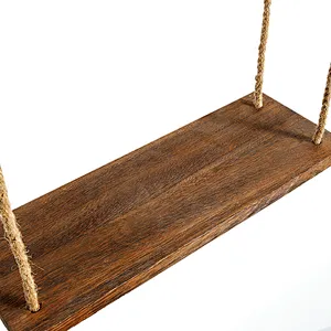 1/2/3 Tiers Wooden Hanging Rope Shelf Wall Mounted Floating Shelf Storage Rustic  Shelf boho