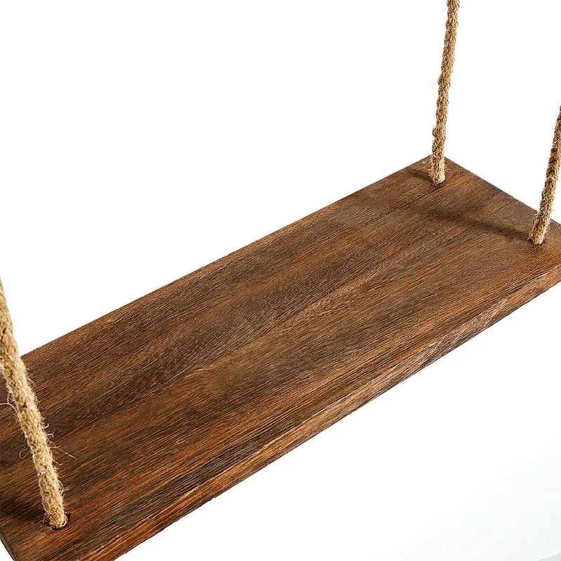 1/2/3 Tiers Wooden Hanging Rope Shelf Wall Mounted Floating Shelf Storage Rustic  Shelf boho