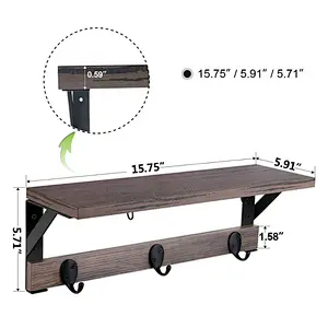 Rustic wood floating wall shelves wall mounted metal shelf shelf wall for living room