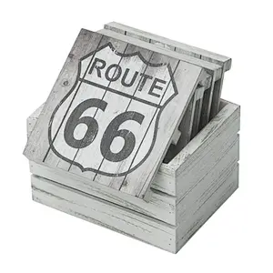 Route 66 Wood Coaster Pallet Set of 6, Multi