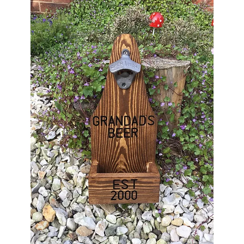 Wood bottle opener, Man's gift, Christmas Bar wooden decor - beer Cap Catcher- bar Accessories