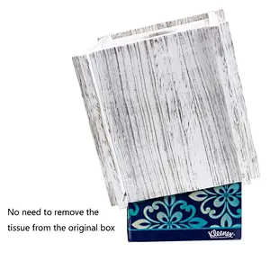 Tissue Box Cover Square Tissue Holder Wooden Rustic Torched Bathroom Facial Tissue Dispenser With Slide-Out Bottom Panel