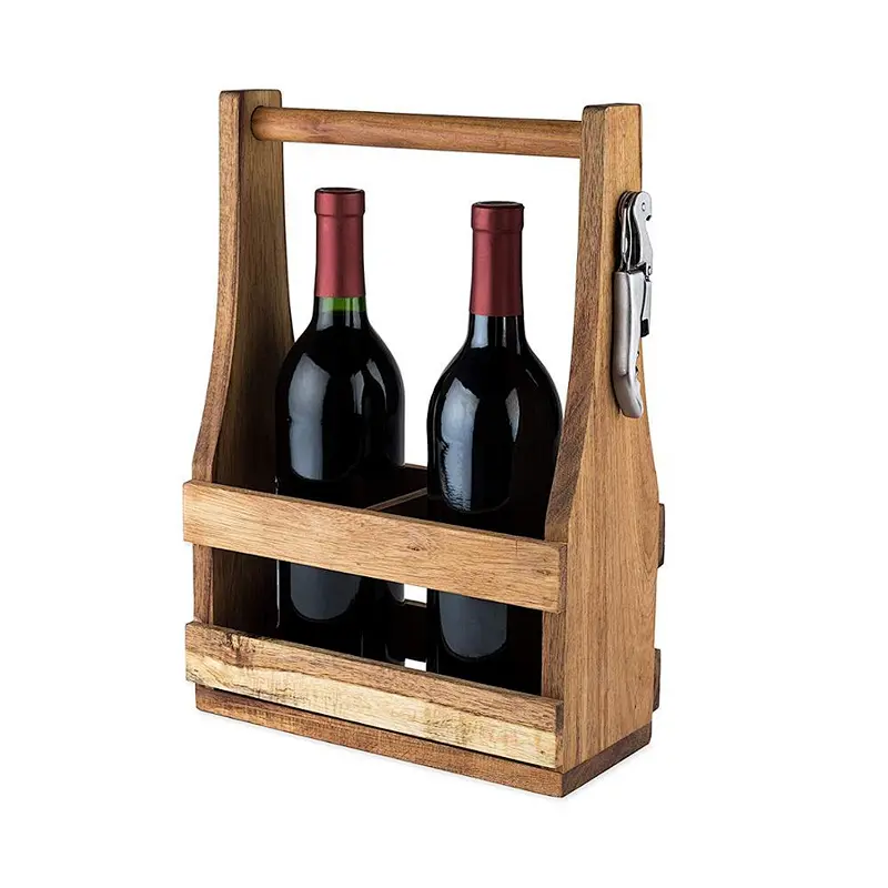 Rustic Farmhouse Wooden Beer Soda Caddy Bottle Carrier