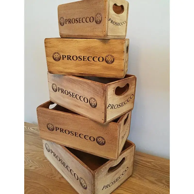 Solid wooden storage boxes  with handles  set of 5