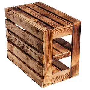1 x Burnt wood Shelf Rack - Wooden Apple Crates, ideal storage boxes box display crate shoe rack