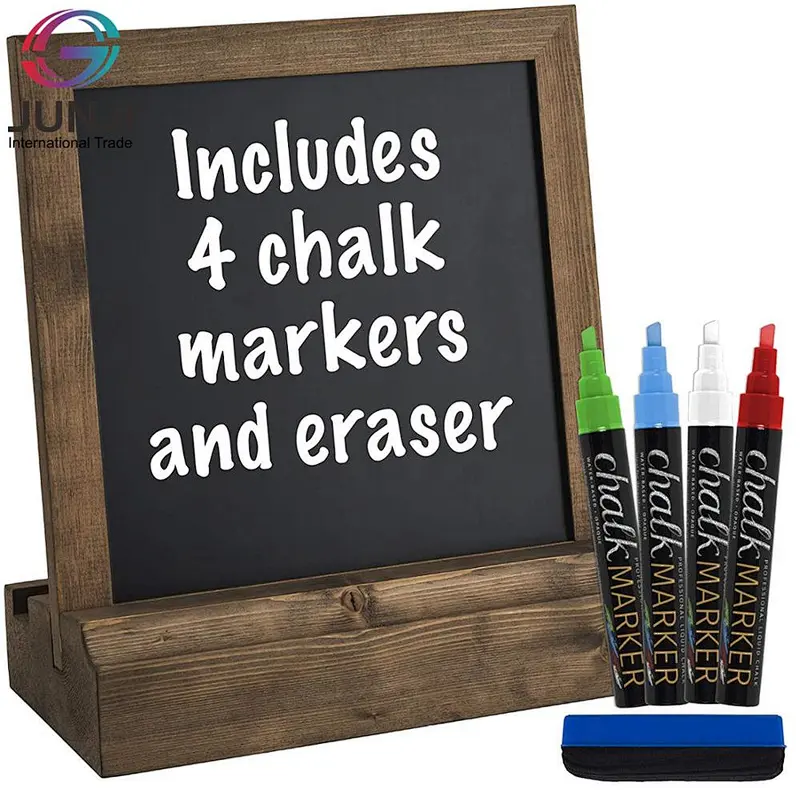 Vintage Rustic Wood Tabletop Chalkboard Includes 4 Liquid Chalk Markers Wedding Table Sign Kitchen