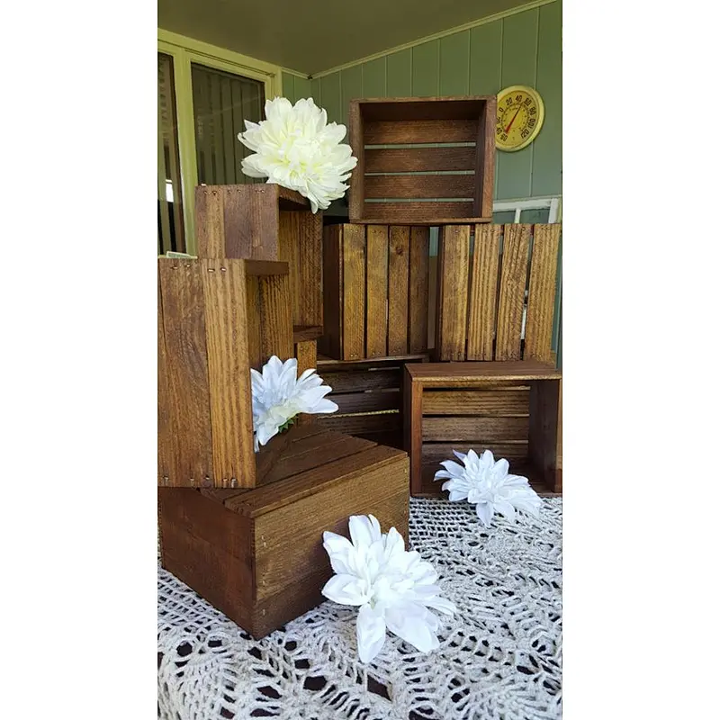 rustic flower box centerpiece  Wooden Crates  Rustic wedding wedding reception table Wooden Crates